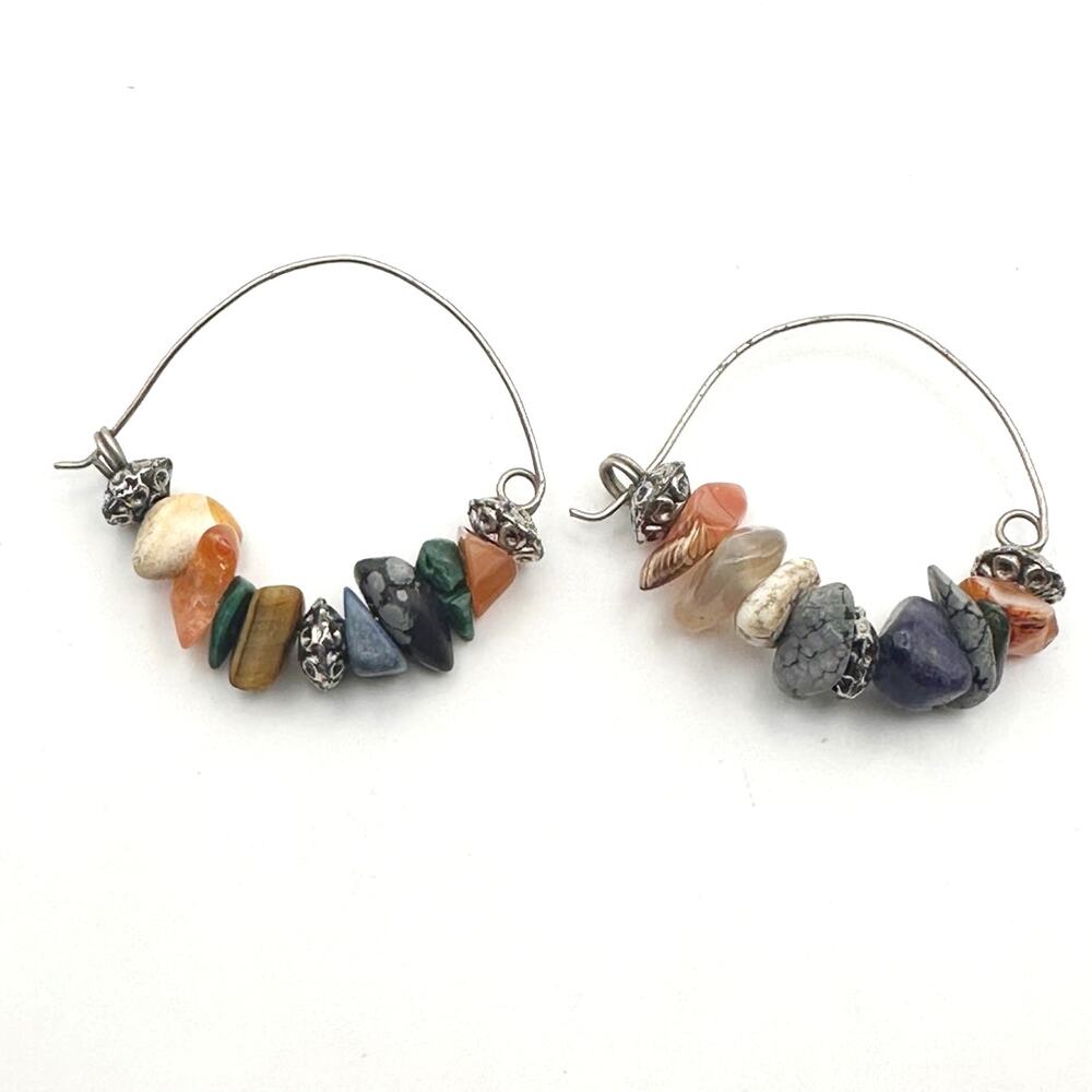 Boho Casual Hoop Earrings Bohemian Jewelry Nugget Stones